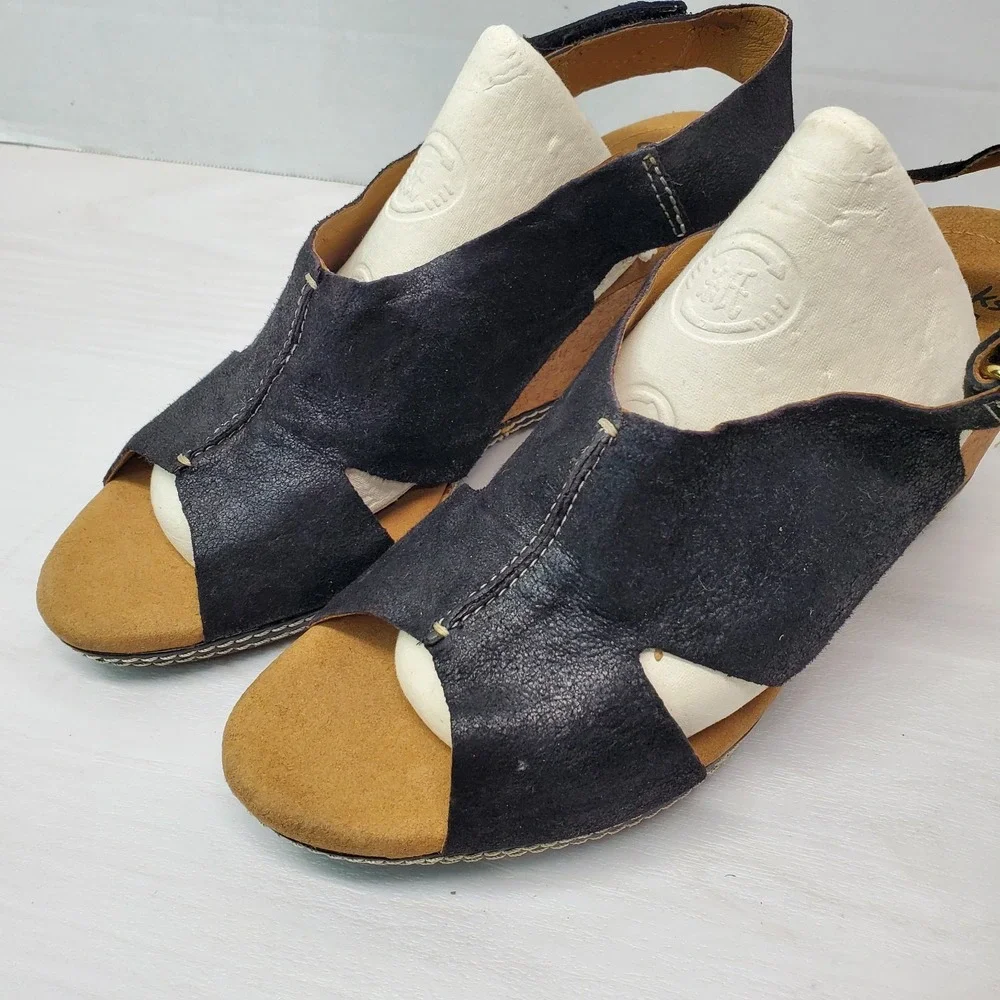 Collection By Clarks Cushion Soft Summer Sandals Size 9 Black‎ Leather Fast Ship